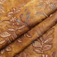 Tissu imprimé en rayonne brodé avec cordon enroulé, sequins, jacquard ombré, matériau résistant