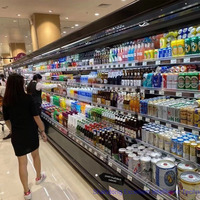 Vitrine réfrigérée à rideau d'air ouvert pour supermarché, pour fruits frais, légumes et boissons