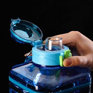 Square Sports Water Bottle 2.2L Direct Drink Wide Mouth With Carrying Rope For Fitness And Jumping - Product Image 3