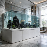 Aquarium sans cadre pour poissons d'eau douce et filtre de sump, avec meuble en aluminium, pour la décoration de salon et de maison