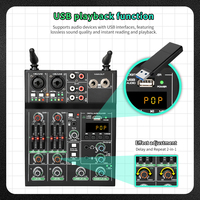 Mixer Audio 5 Saluran dengan Dua Mikrofon Nirkabel UHF, Bluetooth USB MP3 Terintegrasi, Daya Phantom 48V untuk Karaoke, Pesta, dan Siaran Langsung