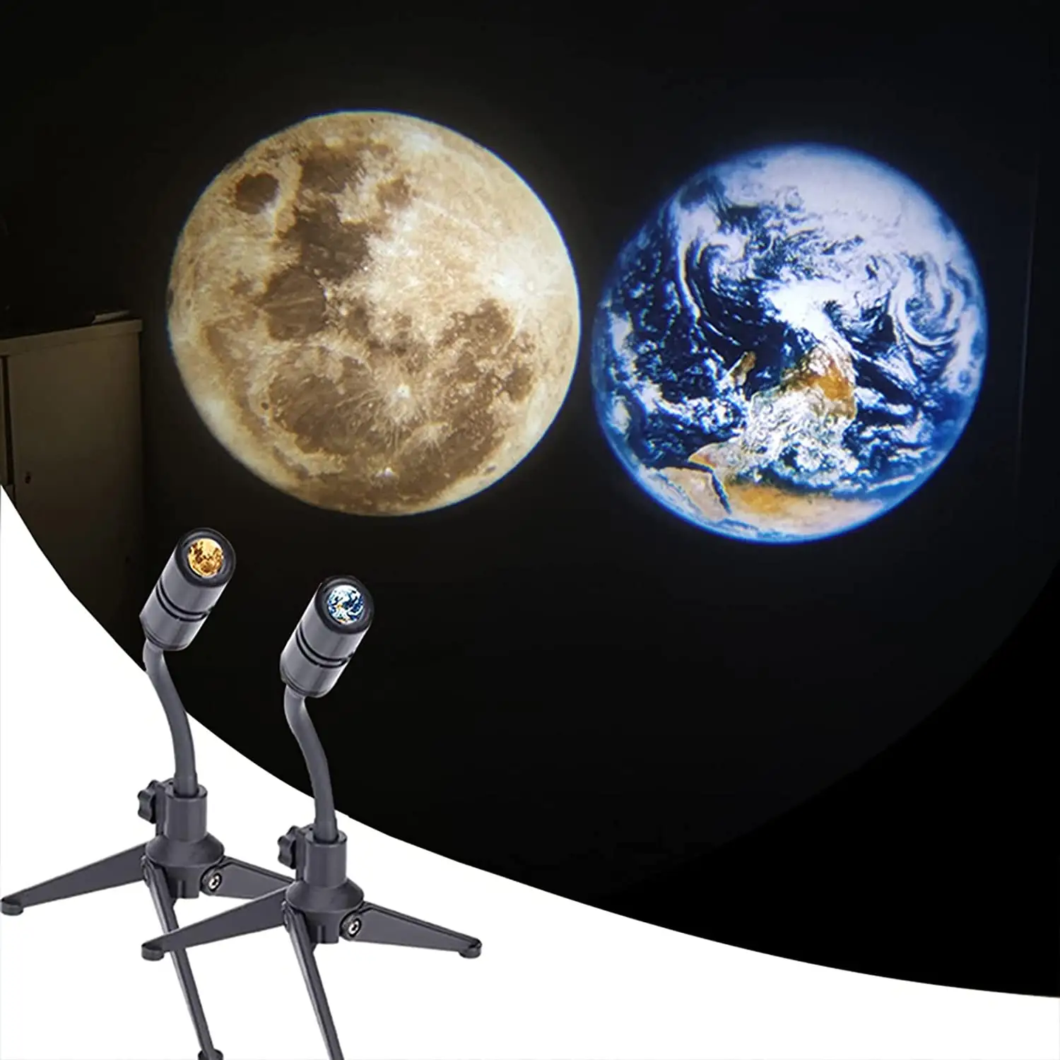 Moon Lamp Star Projector USB Night Light Earth Moon Projection Lamp Decor for Bedroom Gift Room Decor Photo Background