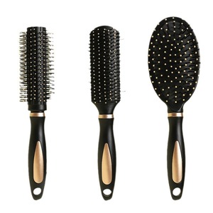 Juego de herramientas de peinado, 3 piezas, cepillo redondo negro con cojín de aire para masaje, para hombres y mujeres, para la población en general, 20 cm o más - Product Image 3