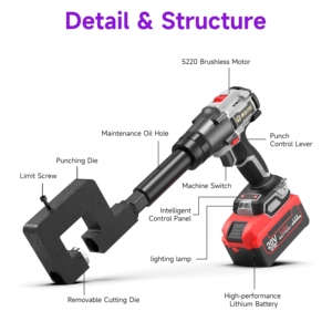 Cordless Electric Rivet Nut <b>Gun</b> With Interchangeable Head for Metal Sheet Fastening in Automotive HVAC and Industrial Assembly - Product Image 3