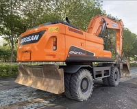 Excavatrice sur pneus d'occasion Doosan DX210 DX210W DX210W-9C 21 tonnes 20 tonnes, machine d'occasion à pneus en caoutchouc, excavatrice de taille moyenne, tracteur, pas cher