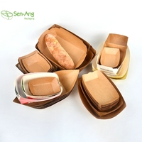 Senang02 Barquette alimentaire écologique en papier kraft, type clamshell, pour sushi, snacks, gaufres bulles, biscuits, sucre - Couleurs personnalisables