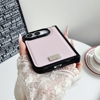 Coque arrière rigide en cuir végétalien simple pour iPhone Duo avec protection de charnière