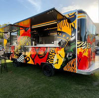 Camion de restauration mobile en fibre de verre personnalisé avec cuisine complète et équipement de cuisine professionnel