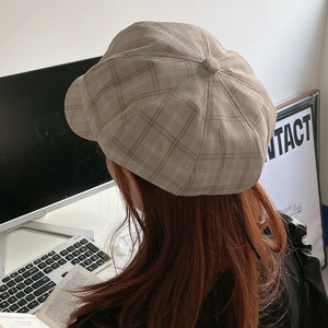 Casquette octogonale à carreaux style newsboy respirante tissée pour usage quotidien, mode streetwear homme et femme - Product Image 4