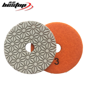 D100mm Almohadilla de pulido húmedo de diamante redondo de 3 pasos Diámetro exterior de 4 pulgadas OEM personalizable para piedra artificial - Product Image 1