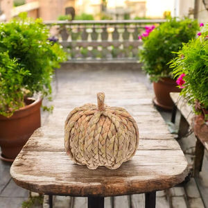 Decoración de Calabaza Tejida a Mano, Calabaza de Paja Natural para Otoño, Centro de Mesa Rústico para Acción de Gracias, Adorno de Cosecha - Product Image 4