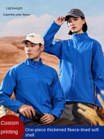 Aoyema personnalisé hommes femmes hiver doublé polaire Soft Shell manteau coupe-vent imperméable fermeture éclair col montant veste d'extérieur