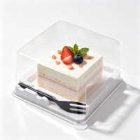 Boîte carrée en PET de qualité alimentaire jetable pour gâteau avec gaufrage, boîte à pâtisserie de 50g, emballage plastique pour produits de boulangerie