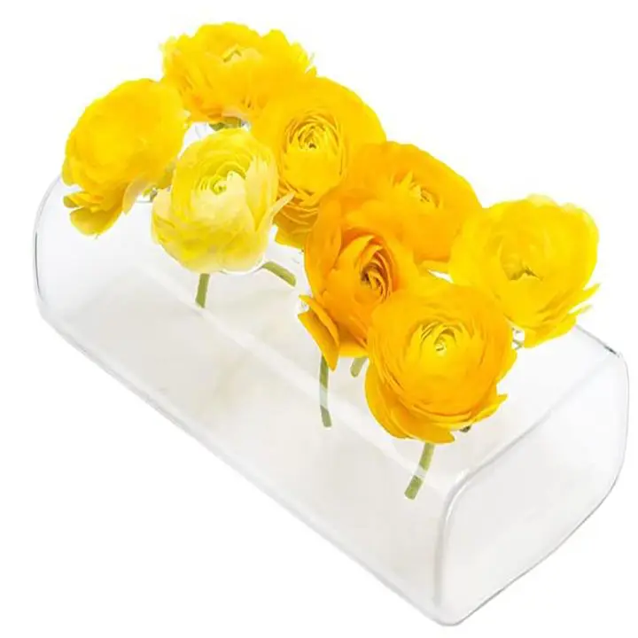 แจกันแก้วลายดอกไม้ทรงสี่เหลี่ยมที่ไม่ซ้ำใคร,แจกันแก้วใสดอกตูมทรงประสิทธิภาพต่ำมี8รูสำหรับดอกไม้สินค้าขายส่ง