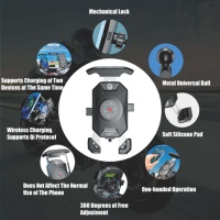 Support de téléphone pour moto Kewig personnalisé QI15W&PD20W à double mode, étanche IP66, avec chargeur, base en alliage d'aluminium CNC pour la conduite