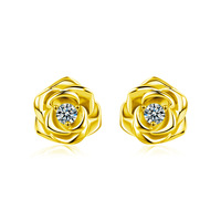 925 Sterling Silber Vvs D Runds chnitt 3mm 0,1 ct Moissan ite Drei Klauen Rose Blume Moissan ite Ohr stecker für Frauen