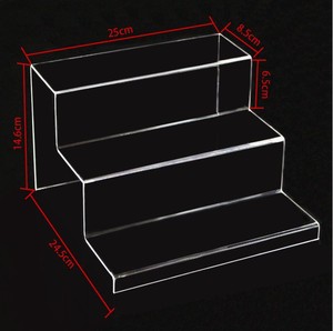 Présentoir Escaladé à 3 Niveaux en PS/Acrylique Transparent, Support de Vitrine en Forme d'<span class=keywords><strong>Escalier</strong></span>, Organisateur de Bureau Multi-Niveaux pour Expositions - Product Image 6