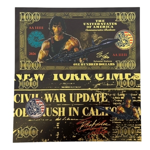 Billete de 100 Dólares de 2026 con 4 Diseños de la Serie America First <span class=keywords><strong>Blood</strong></span> Stallone Star, Bañado en Oro de 24K, para Regalos - Product Image 3