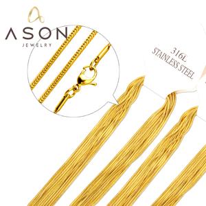 <span class=keywords><strong>Collier</strong></span> de 45 à 60cm de long en acier inoxydable étanche, <span class=keywords><strong>collier</strong></span> de mode à prix abordables, <span class=keywords><strong>collier</strong></span> à chaîne ronde en forme de serpent, 1mm - Product Image 1