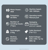 Meuleuse à béton manuelle sans poussière JINGKUN modèle 450 4kW - 220V Haute efficacité Garantie 1 an pour les petites surfaces intérieures/extérieures