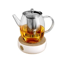 Théière en verre résistant à la chaleur de 33oz avec infuseur Ensemble théière et carafe en verre avec infuseur amovible en acier inoxydable