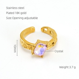 แหวนเพชรชุบทอง 18k ขายส่งปี 2026 เครื่องประดับชุบทอง แหวนแฟชั่นประดับพลอยสำหรับผู้หญิง - Product Image 3