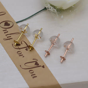 10 paires d'accessoires DIY faits à la main, aiguilles d'oreille simples en argent S925, supports vides en alliage pour perles, jade, agate, 1560 en sachet emballé - Product Image 3