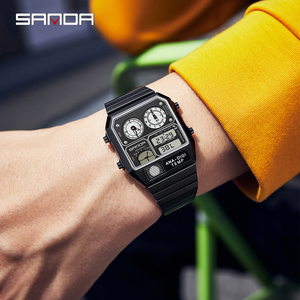 SANDA 3192 LED Watch for Men Multifunction Alarm Luminous Electronic Temperature Waterproof <strong>Digital</strong> Stopwatch LED Watches <strong>Clocks</strong> - Product Image 2