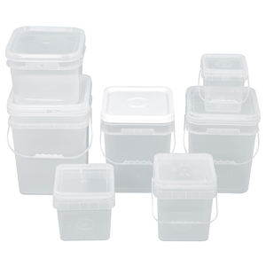 Cubos cuadrados de plástico PP de grado alimenticio de 20 litros al por mayor con tapas reciclables con logotipo personalizado para tambores de almacenamiento de alimentos cubos y barriles - Product Image 1