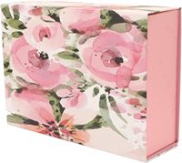 Boîte cadeau rigide pliable rose mat avec impression florale pivoine aquarelle, artisanat exquis pour emballage de coffret cadeau beauté