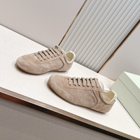 Baskets plates italiennes originales minimalistes en daim mat avec talon contrastant, semelle intérieure souple, style vintage, chaussures décontractées quotidiennes pour femmes