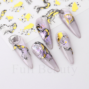1 unidad de pegatinas 3D para uñas con efecto mármol negro y dorado, calcomanías de tinta para líneas francesas, decoración adhesiva para <span class=keywords><strong>manicura</strong></span>. - Product Image 5