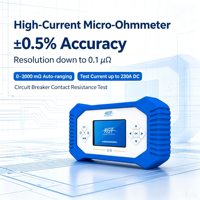 Handgehaltenes Hochstrom-Mikroohmmeter 230A Einstellbarer Gleichstromausgang Ultrakondensator-Technologie Kontaktwiderstandsmessgerät