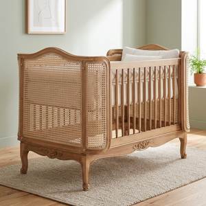 Cuna de bebé de lujo hecha a mano, cuna de mimbre estilo boho, cama de bebé de mimbre natural, cuna de mimbre estilo boho para habitación infantil. - Product Image 3