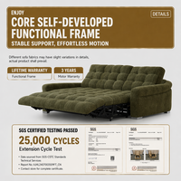 Grünes Stoffsofa Modernes Dreisitzer Elektrisches Gleit-Relaxsofa Ausziehbar Metallische Fernbedienung OEM Anpassbar Wohnzimmer