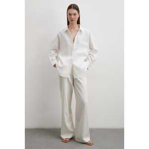 Camisa de Lino para Mujer, Color Crudo, con Botones, Estilo Minimalista para el Día a Día, Tela Sencilla - Product Image 6