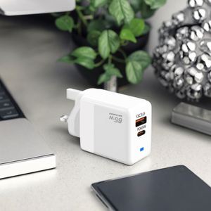 Custom 65W Dual-Port USB-<b>C</b> Charger: 65W PD + 20W QC LED Indicator <b>Type</b>-<b>C</b> Fast Charge - Product Image 4