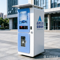 Distributeur d'eau intégré basé sur le cloud blanc et bleu avec désinfection UV, écran LED, 4G LTE, capacité >10L