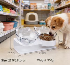 Ciotole Doppie Automatiche Inclinate a 15 Gradi per Gatti e Cani, Protezione della Colonna Cervicale, Materiale ABS PC, Utensili per l'Alimentazione - Product Image 1