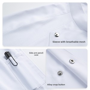 Vestes de chef personnalisées pour hommes, manches courtes, 100% polyester, fermeture à boutons embossés, tissu sergé, uniforme de chef pour hôtels, restauration - Product Image 6