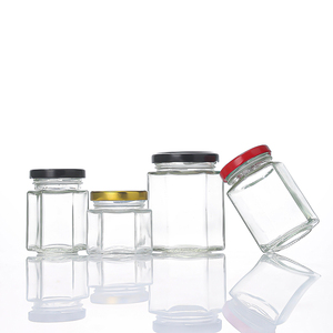 100ml 150ml 180ml 220ml 250ml 280ml 380ml 500ml 750ml Bouteille de <span class=keywords><strong>confiture</strong></span> de stockage hexagonale transparente pour aliments avec couvercle <span class=keywords><strong>en</strong></span> fer blanc - Product Image 2