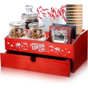 Wooden Storage <b>Box</b> Hot Cocoa Bar Rectangular Engraved Standing Type For <b>Christmas</b> Decorative Storage - Product Image 5