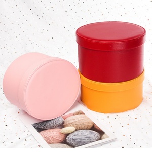 Customized Leather Display <b>Box</b> Round-shaped Paper Hug Bucket <b>Wedding</b> Bouquet Flower Package Chocolate and Jewelry Gift <b>Box</b> - Product Image 2