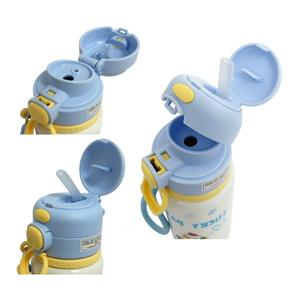 Botella de agua de acero inoxidable de 15oz/450ml para niños, libre de BPA, con tapa abatible y pajita. - Product Image 2
