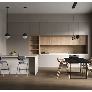 ตู้ครัวไม้วีเนียร์ดีไซน์พิเศษของตู้แขวนในห้องครัวซอฟต์แวร์ออกแบบเกาะ - Product Image 3