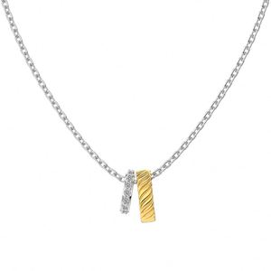 Collar con Colgante de Doble Círculo de Plata S925 con Cadena de Eslabones, Diamantes Moissanite y Circonita 5A, Diseño Exclusivo de Dylam, Joyería Fina de Moda - Product Image 1