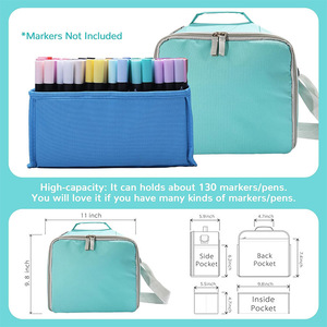 Sac fourre-tout personnalisable pour fournitures artistiques, mode décontractée, grande capacité avec fermeture éclair pour marqueurs, crayons, pinceaux (matériau PU) - Product Image 4