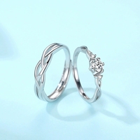 S925 Sterling Zilver Moissanite Paar Trouwring Set Gevlochten Twist Solitaire Zes-Prong Infinity Band Zijn Haar Cadeau Sieraden