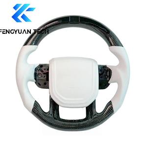 Volant en cuir et fibre de carbone pour Land <span class=keywords><strong>Rover</strong></span> <span class=keywords><strong>Range</strong></span> <span class=keywords><strong>Rover</strong></span> <span class=keywords><strong>Velar</strong></span> Sport, cuir noir, LED, ajustement universel, haute qualité - Product Image 1