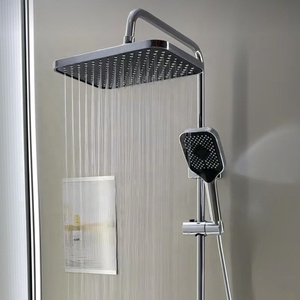 Panel <span class=keywords><strong>de</strong></span> ducha clásico negro montado en la pared con cascada, torre <span class=keywords><strong>de</strong></span> ducha y chorros <span class=keywords><strong>de</strong></span> masaje corporal - Product Image 3